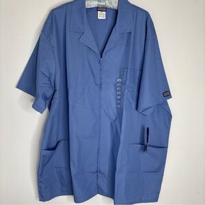 Cherokee Workwear Men’s Blue Zip Up Scrub Top 3 Pockets 3XL Collar NWT